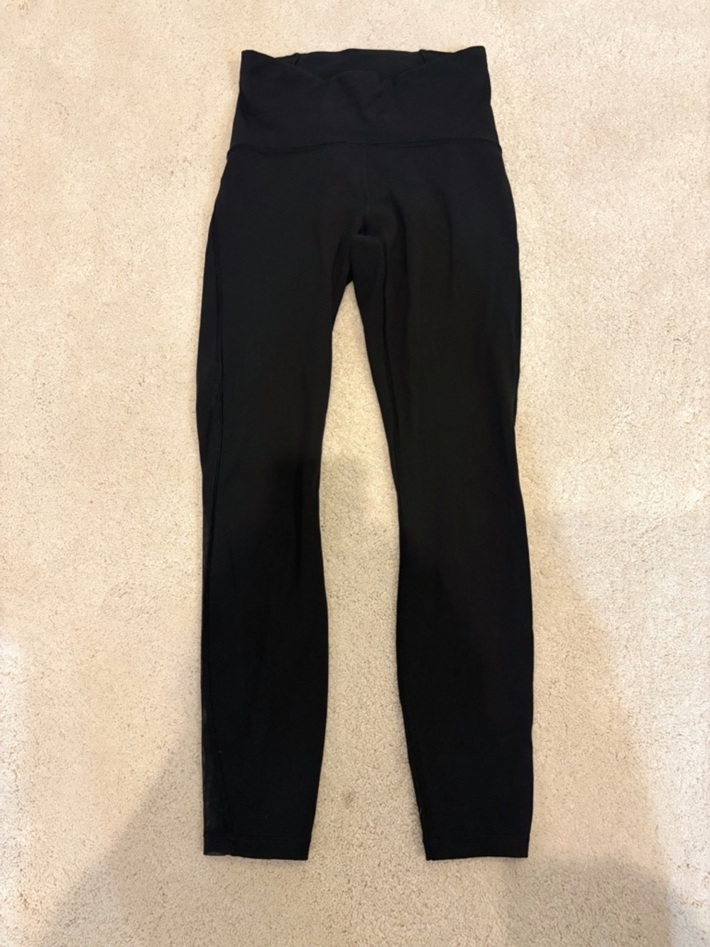 Lululemon 25” High Waist Black Leggings With Mesh Size 4